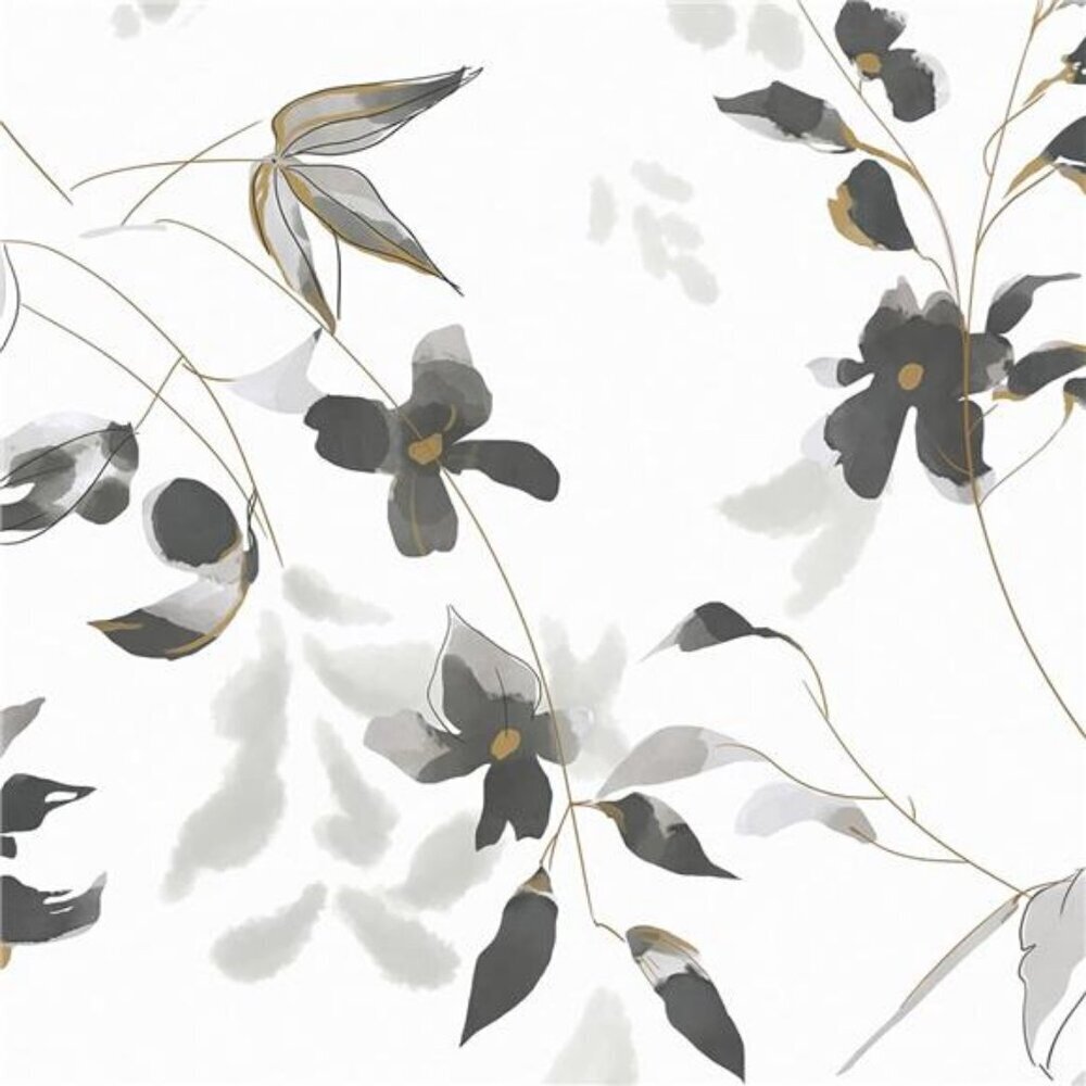 Peel & Stick Wallpaper Black Floral 15.35x78.7 Bedroom
